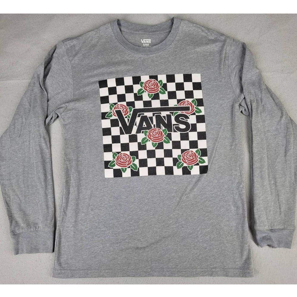 VANS long sleeved shirt with checkerboard and roses